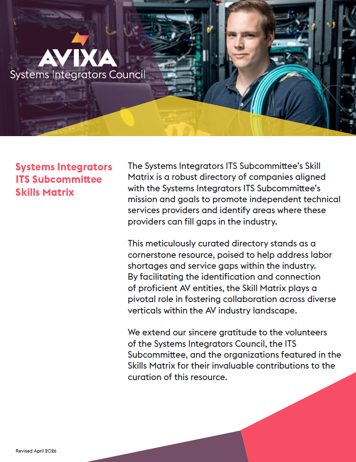 Systems Integrators ITS Subcommittee Skills Matrix