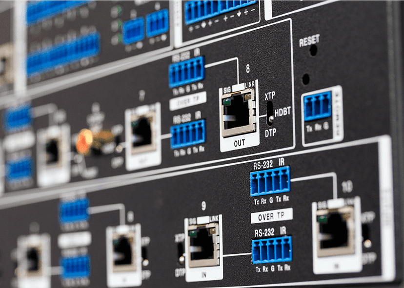 Rear panel of HDBaseT equipment